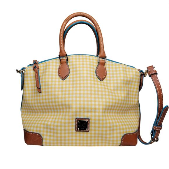 Dooney & Bourke Handbags - Dooney & Bourke medium handbag yellow gingham checked spring preppy fun satchel